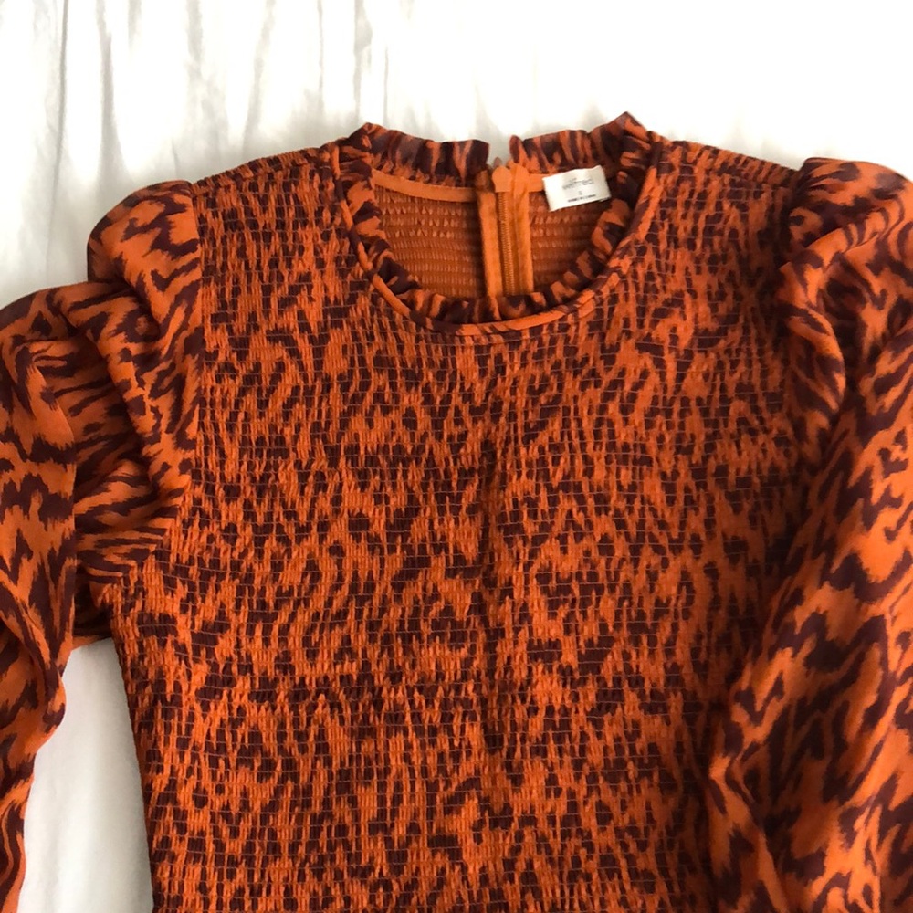 Aritzia Orange and Black Midi Dress